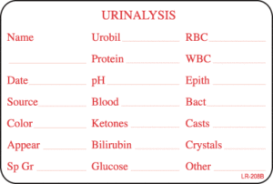 LR-208B Urinalysis Results Label