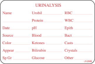 LR-208B Urinalysis Results Label
