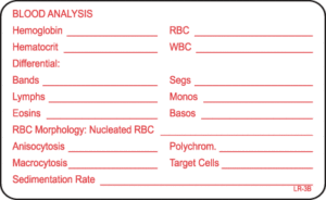 Blood Analysis Chart Label