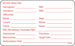 Blood Analysis Chart Label