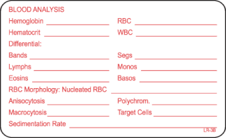 Blood Analysis Chart Label